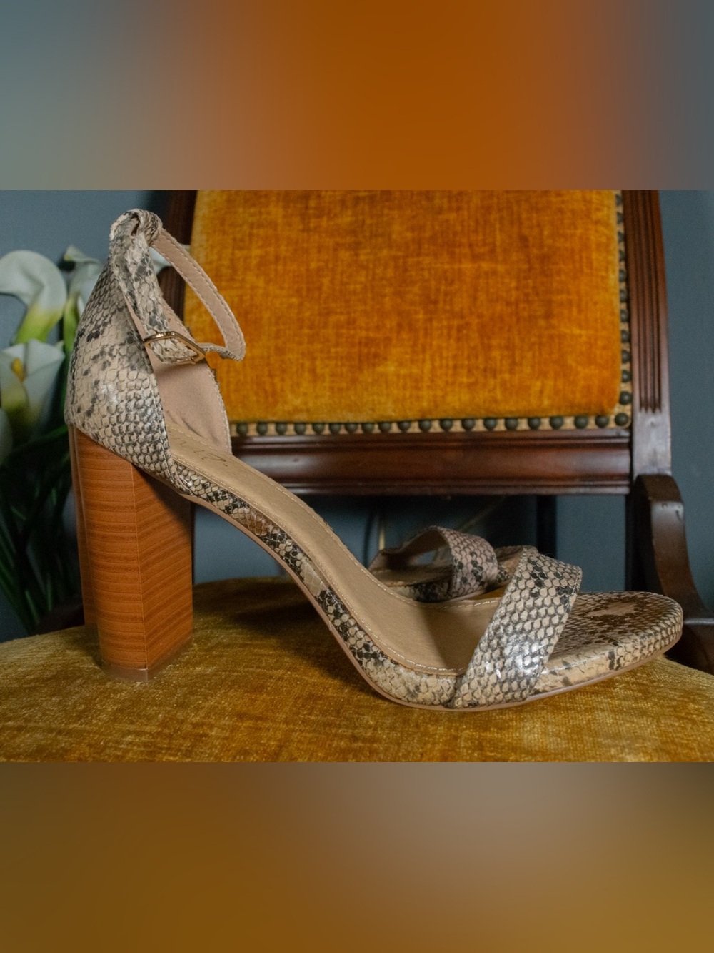 SIZE 11 Python-Print Strappy Heels - Picture 4 of 5